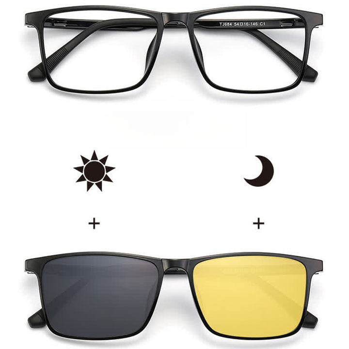 3 lentes con clip magnético y monturas para gafas de sol