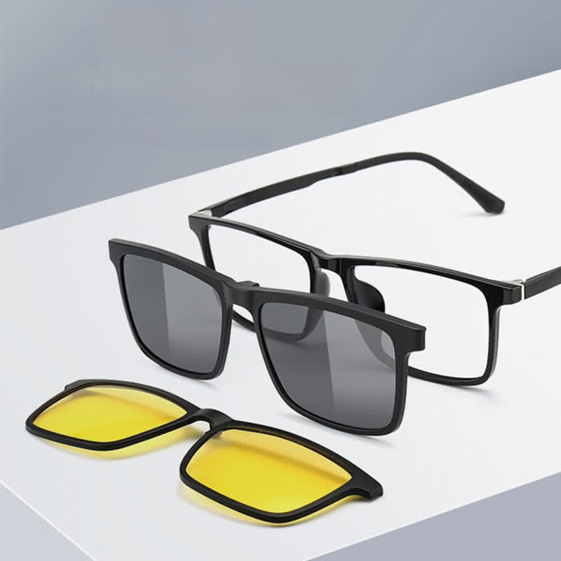 3 lentes con clip magnético y monturas para gafas de sol