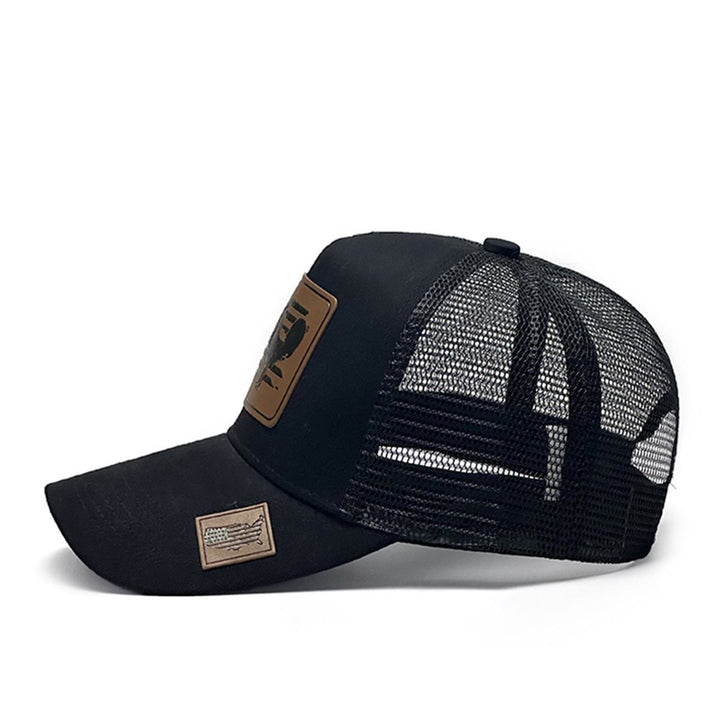 Gorra de camionero ajustable con gallo y bandera de granja para hombre