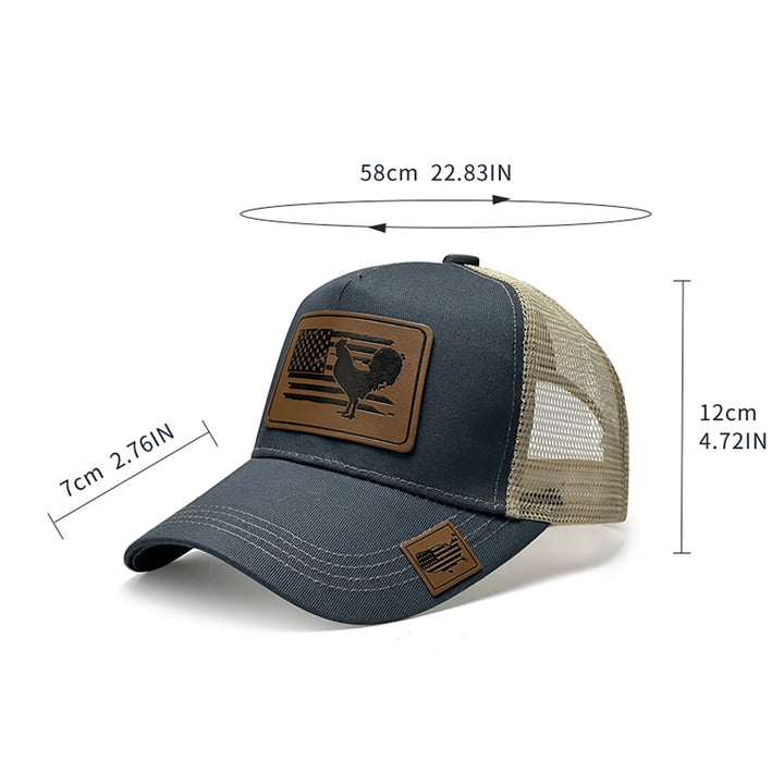 Gorra de camionero ajustable con gallo y bandera de granja para hombre