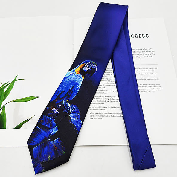Corbata con estampado digital de animales divertidos para hombre