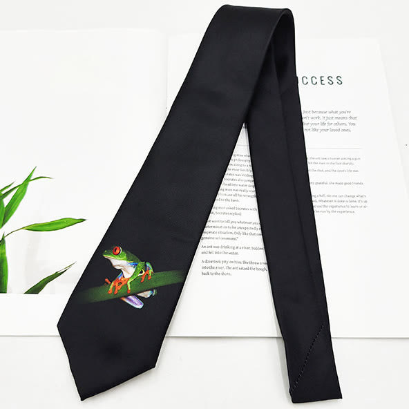 Corbata con estampado digital de animales divertidos para hombre