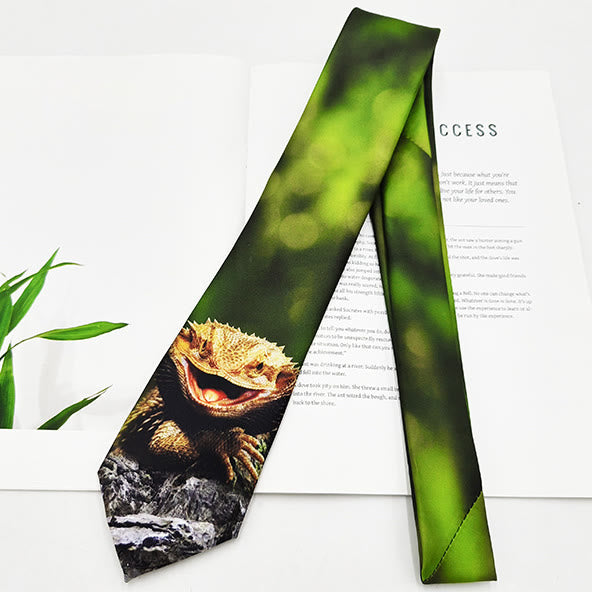 Corbata con estampado digital de animales divertidos para hombre