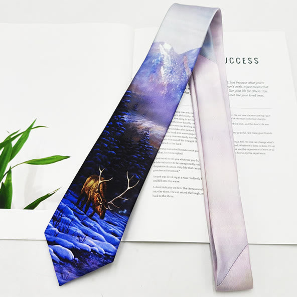 Corbata con estampado digital de animales divertidos para hombre