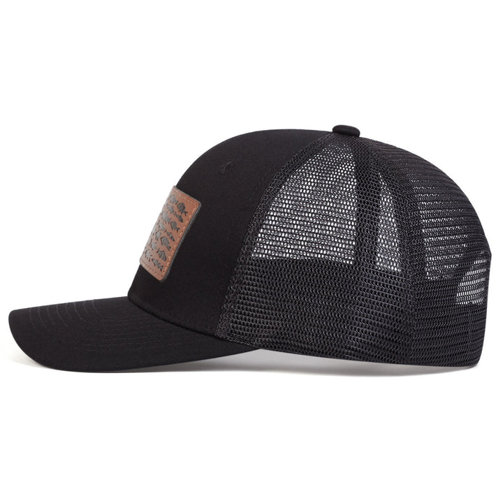 Gorra de camionero ajustable para exteriores con diseño de pez y bandera para hombre