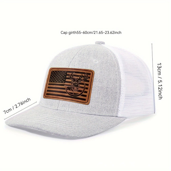 Gorra de camionero ajustable con diseño geométrico de cabeza de ciervo para hombre