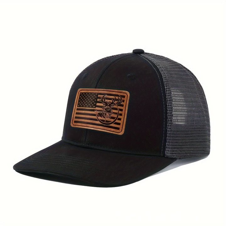 Gorra de camionero ajustable con diseño geométrico de cabeza de ciervo para hombre