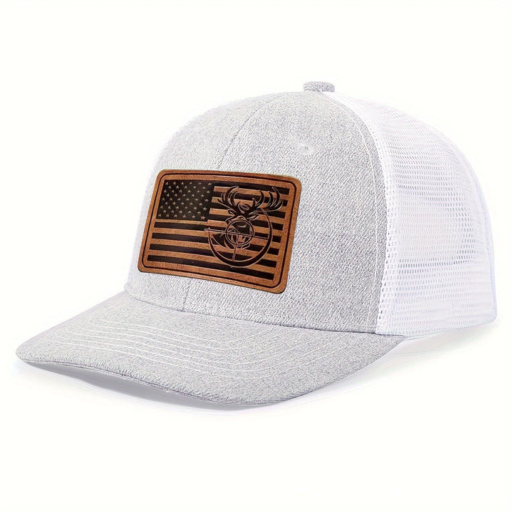 Gorra de camionero ajustable con diseño geométrico de cabeza de ciervo para hombre