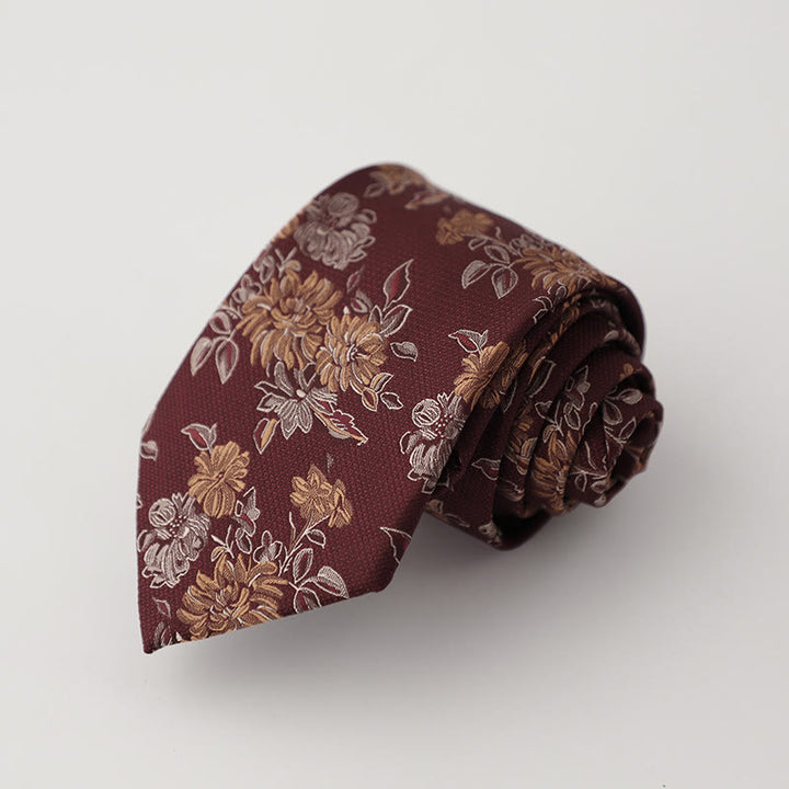 Corbata informal con estampado floral de crisantemo para hombre