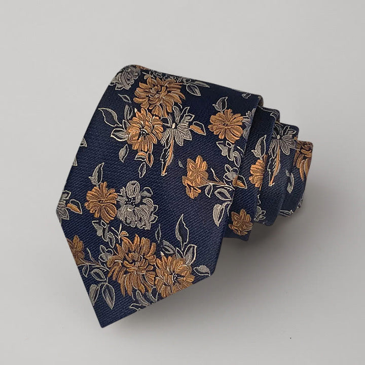 Corbata informal con estampado floral de crisantemo para hombre