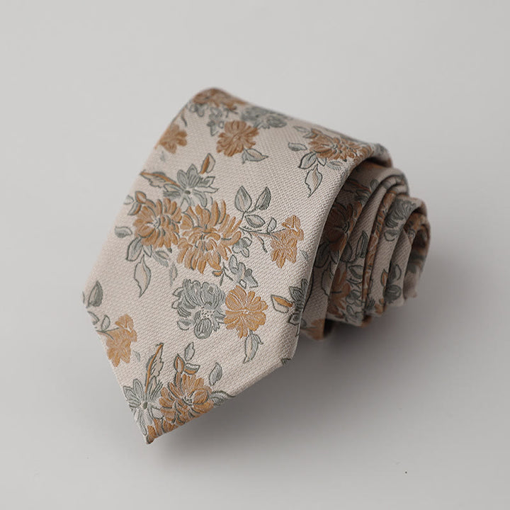 Corbata informal con estampado floral de crisantemo para hombre