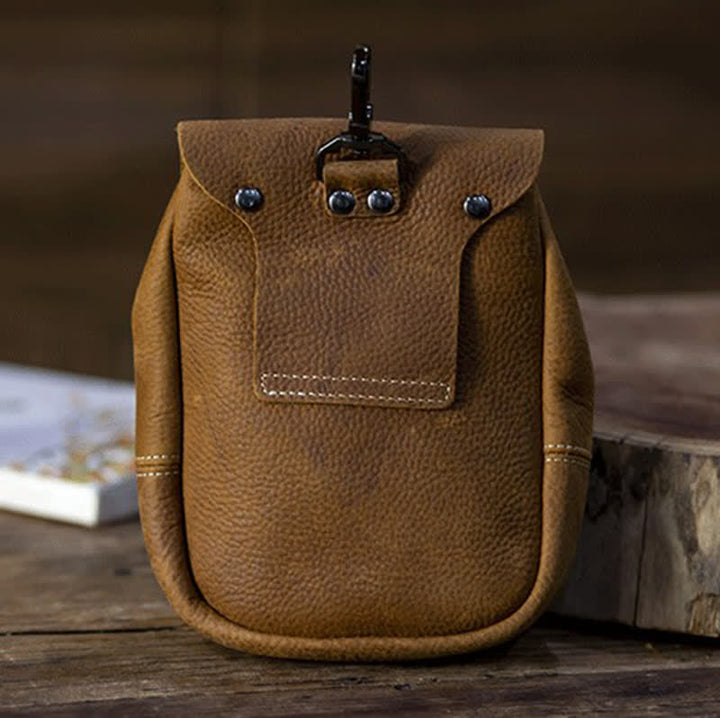 Cartera pequeña estilo indio con cordón ajustable de cuero de caballo loco