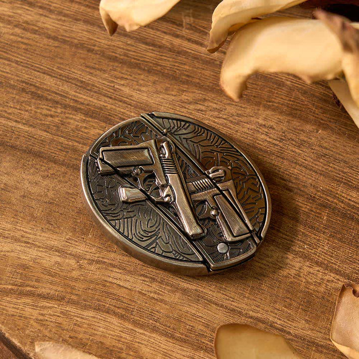 Juego de 3 hebillas de cinturón plegables ocultas con diseño de águila, pistolas y ciervos para armar uno mismo