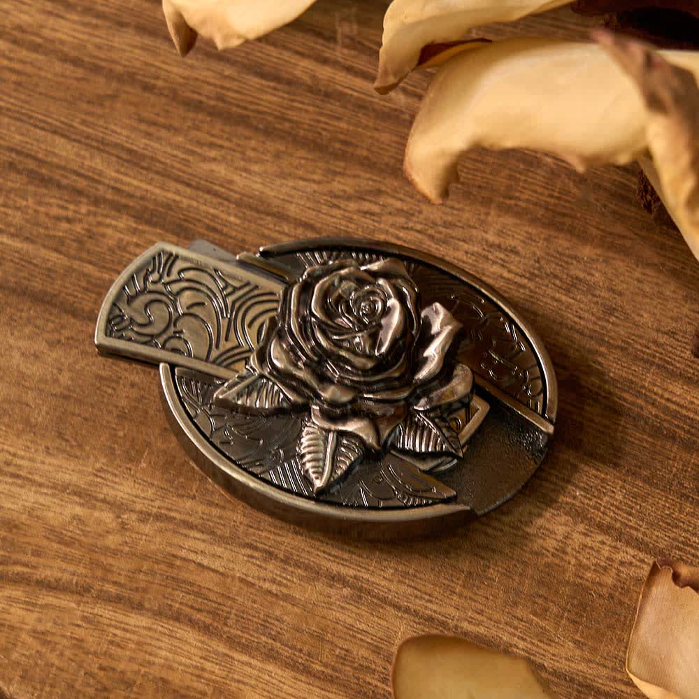 Juego de 3 hebillas de cinturón plegables ocultas con diseño de rosas y ciervos para armar uno mismo
