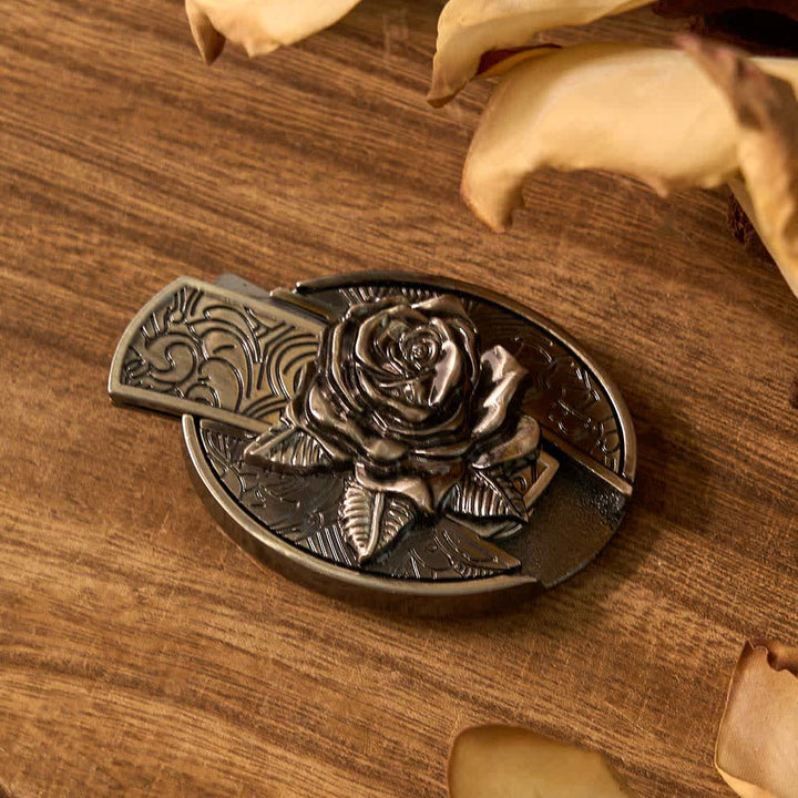 Juego de 3 hebillas de cinturón plegables ocultas con diseño de rosas y ciervos para armar uno mismo