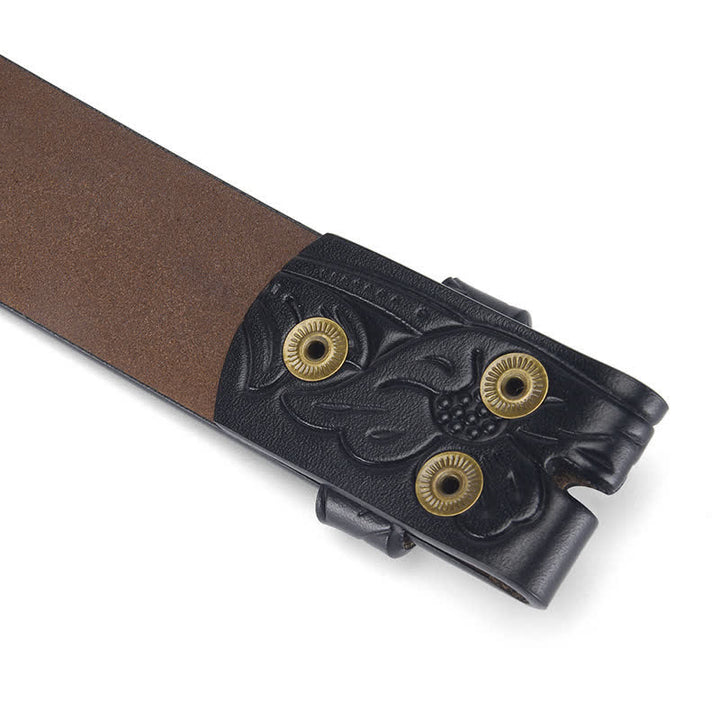 Cinturón de cuero con estampado floral punk, sin hebilla, hecho a mano - image 8
