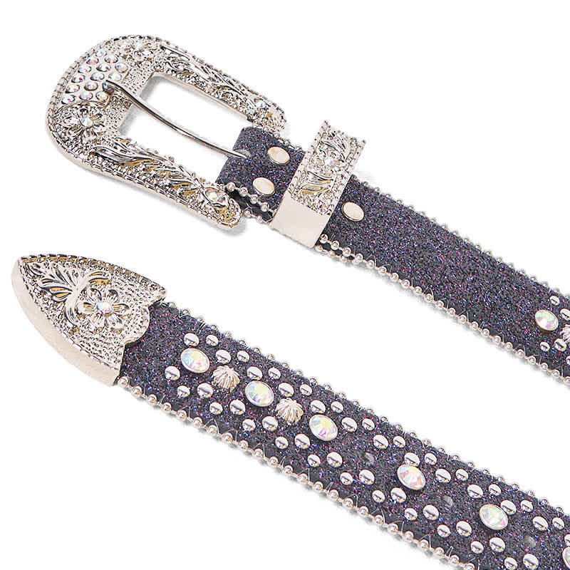 Cinturón de piel con diamantes de imitación estilo punk hip hop para mujer
