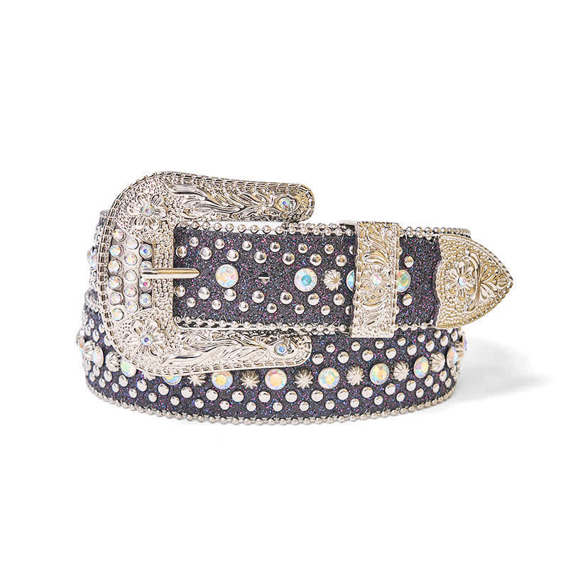 Cinturón de piel con diamantes de imitación estilo punk hip hop para mujer