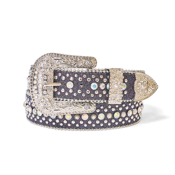 Cinturón de piel con diamantes de imitación estilo punk hip hop para mujer