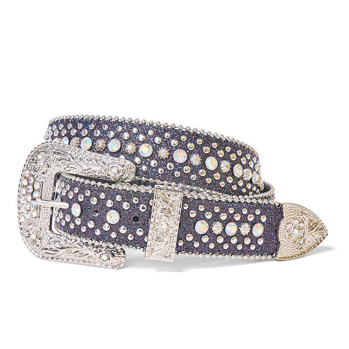 Cinturón de piel con diamantes de imitación estilo punk hip hop para mujer