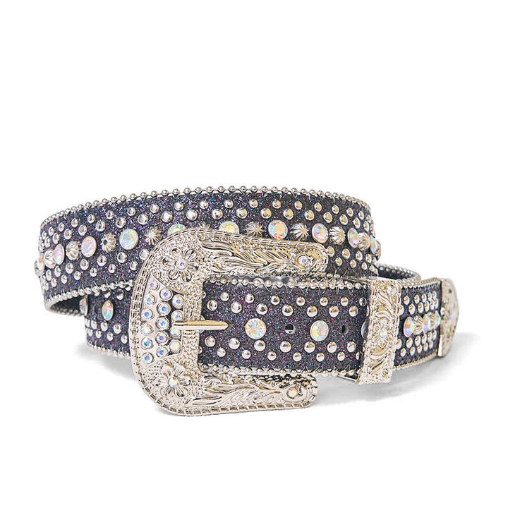 Cinturón de piel con diamantes de imitación estilo punk hip hop para mujer