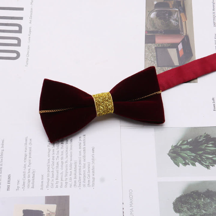 Pajarita elegante de terciopelo con diamantes de imitación de metal para hombre