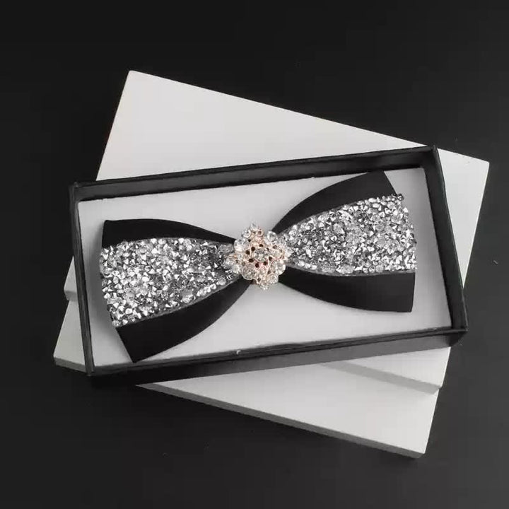Conjunto de 2 pajaritas rojas brillantes con diamantes de imitación para hombre