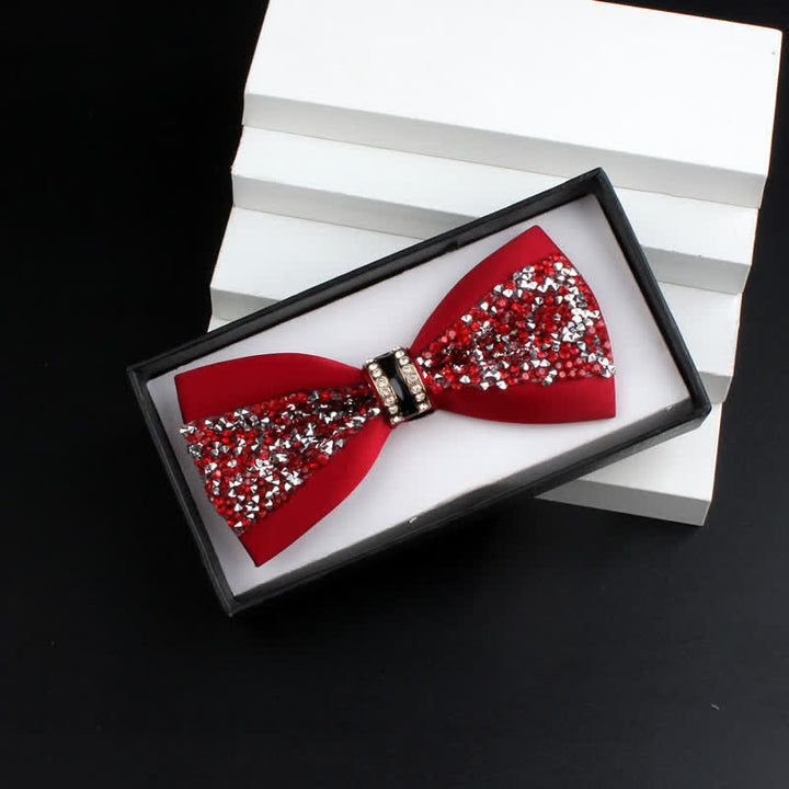 Conjunto de 2 pajaritas rojas brillantes con diamantes de imitación para hombre