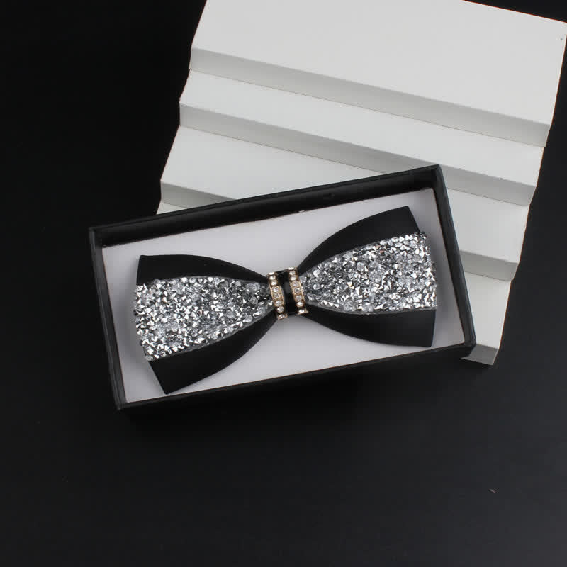 Conjunto de 2 pajaritas rojas brillantes con diamantes de imitación para hombre