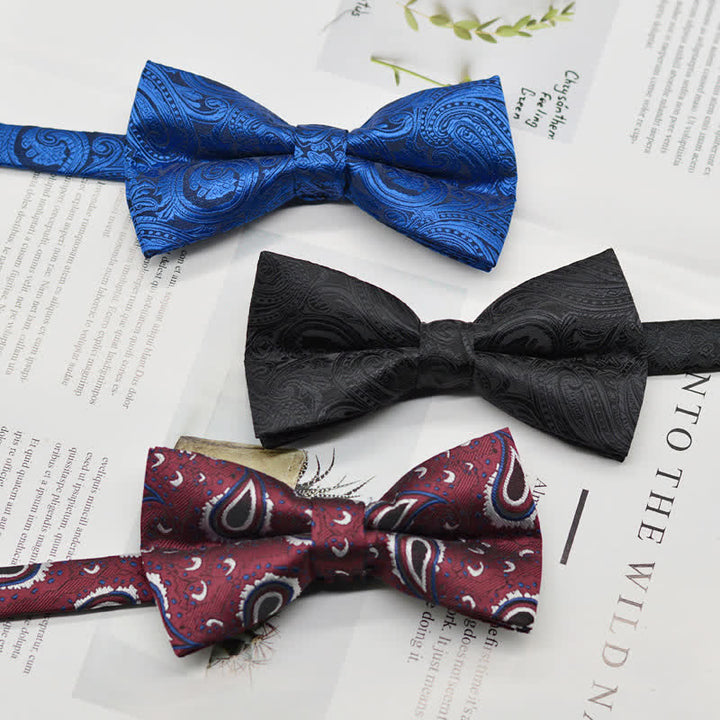 Pajarita elegante con estampado artístico vintage de cachemira para hombre