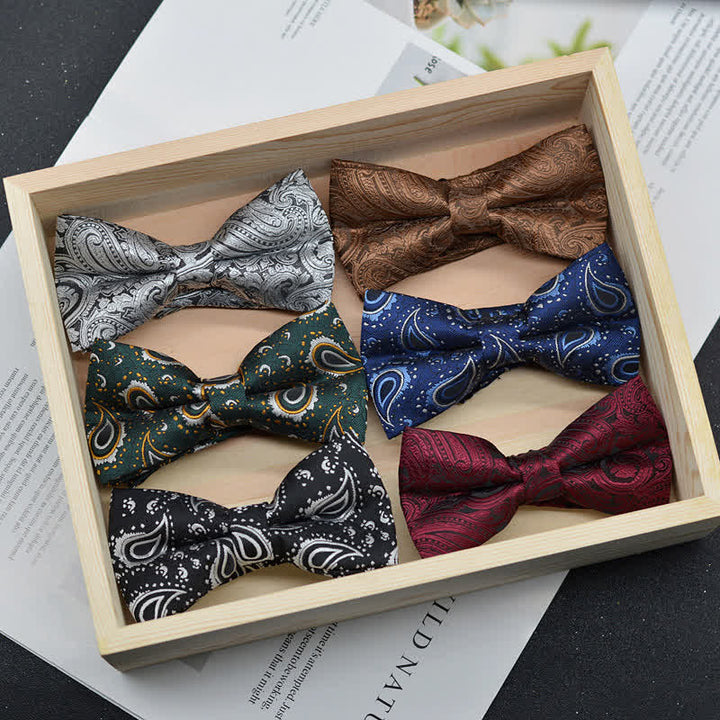Pajarita elegante con estampado artístico vintage de cachemira para hombre