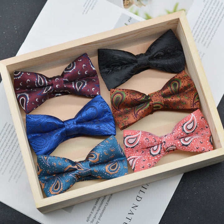 Pajarita elegante con estampado artístico vintage de cachemira para hombre