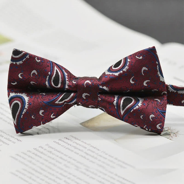 Pajarita elegante con estampado artístico vintage de cachemira para hombre