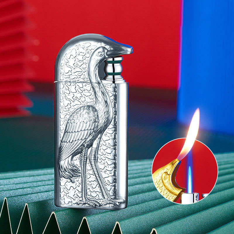 Encendedor de butano recargable Grus Japonensis con doble llama en relieve