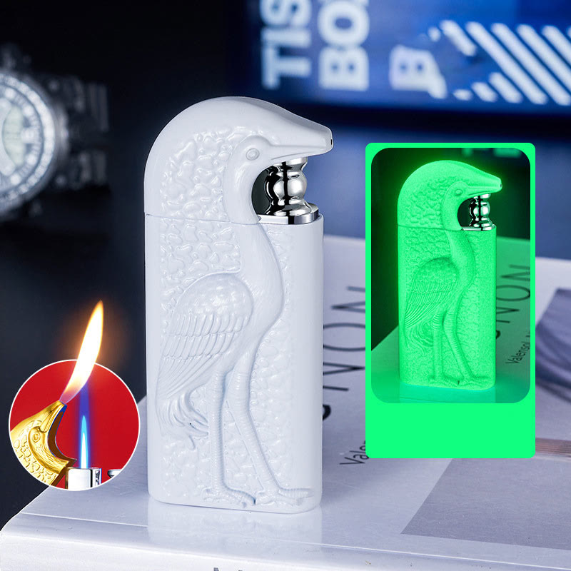 Encendedor de butano recargable Grus Japonensis con doble llama en relieve