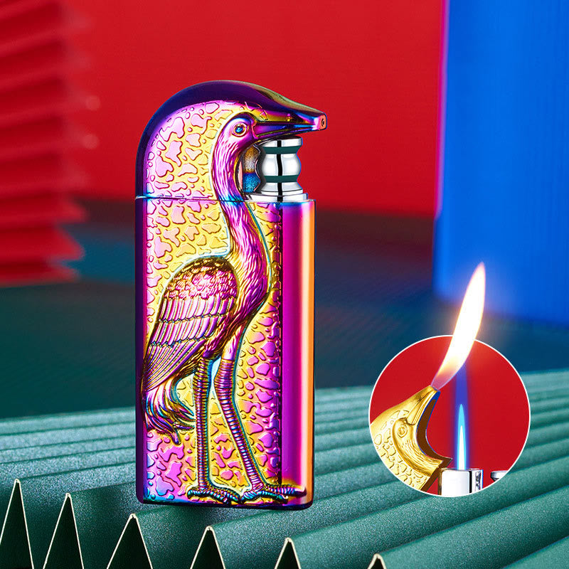 Encendedor de butano recargable Grus Japonensis con doble llama en relieve