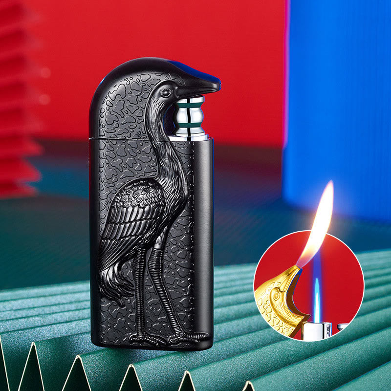 Encendedor de butano recargable Grus Japonensis con doble llama en relieve