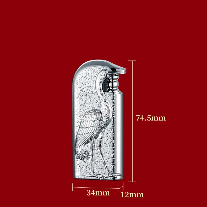 Encendedor de butano recargable Grus Japonensis con doble llama en relieve