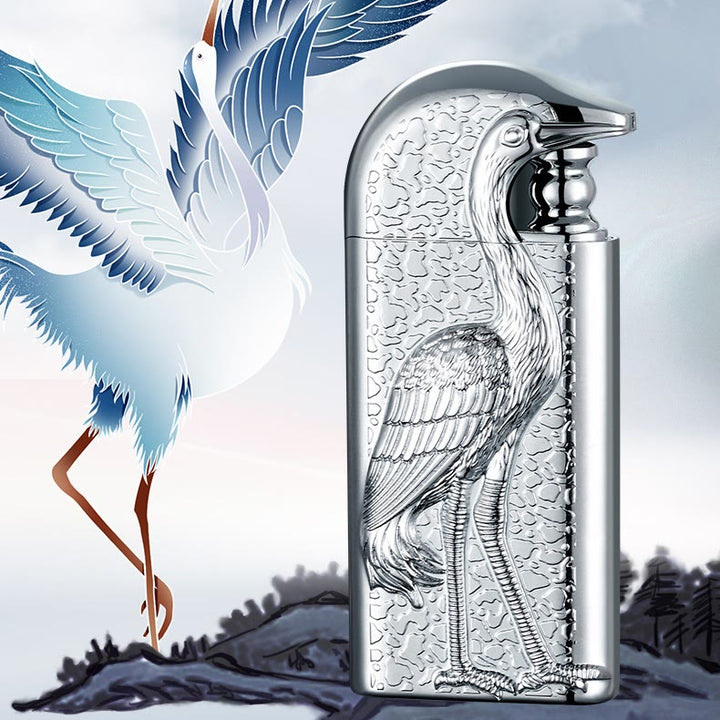 Encendedor de butano recargable Grus Japonensis con doble llama en relieve