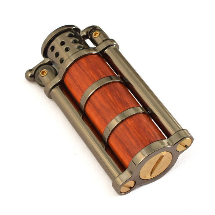 Encendedor de quesoseno recargable con carcasa de madera de estilo antiguo