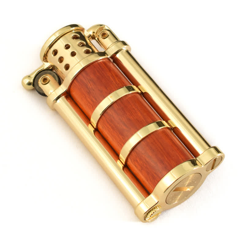 Encendedor de quesoseno recargable con carcasa de madera de estilo antiguo
