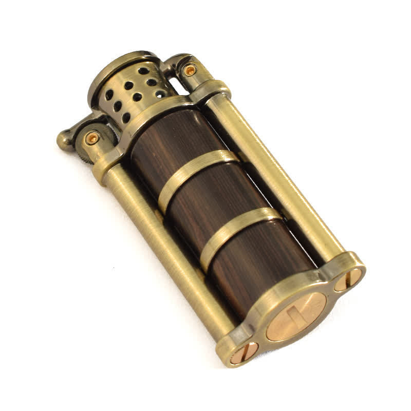 Encendedor de quesoseno recargable con carcasa de madera de estilo antiguo