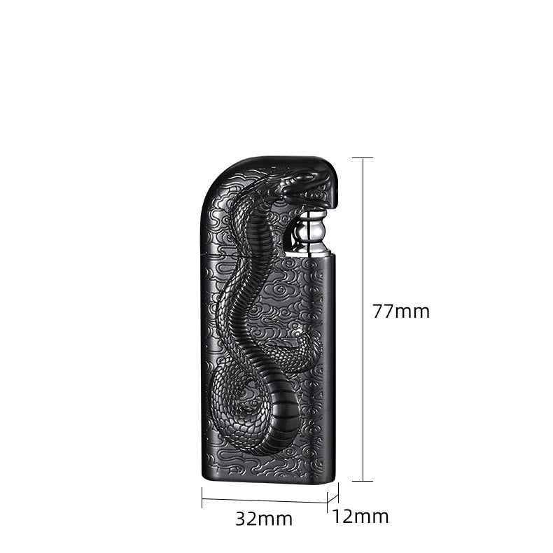 Encendedor de butano recargable Serpent King con doble llama en relieve