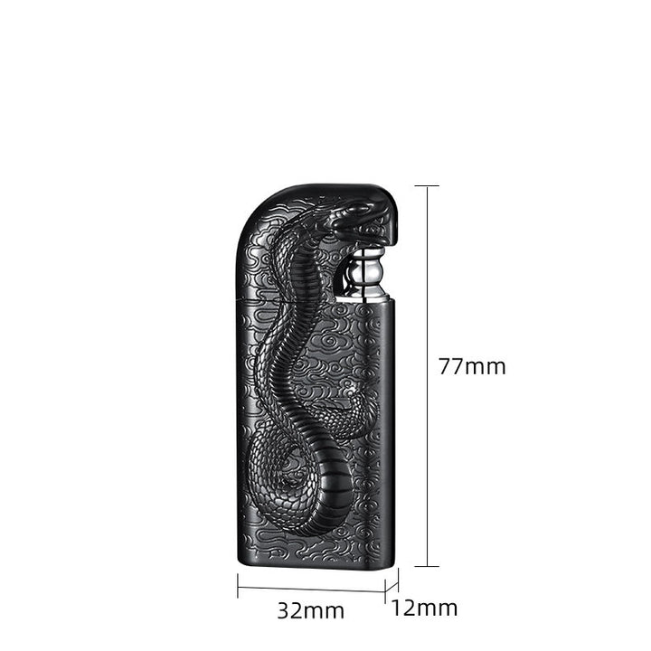 Encendedor de butano recargable Serpent King con doble llama en relieve