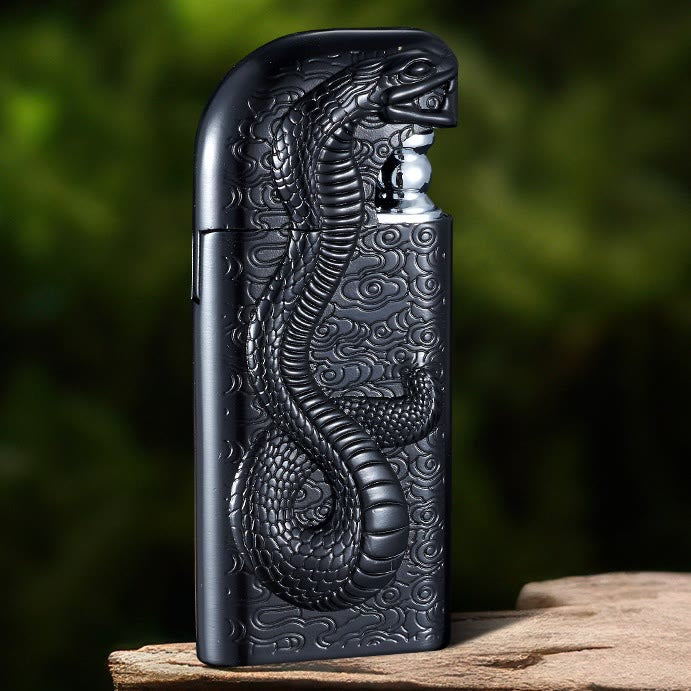 Encendedor de butano recargable Serpent King con doble llama en relieve