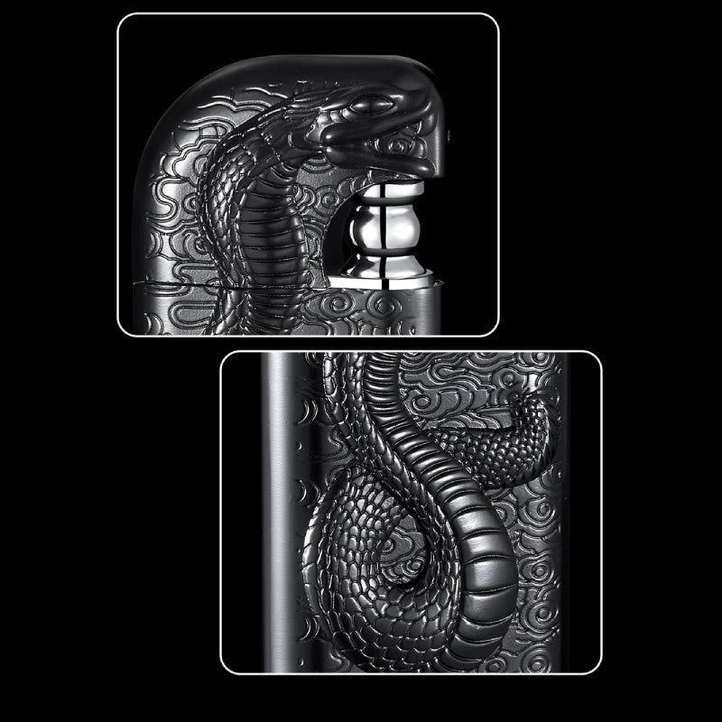 Encendedor de butano recargable Serpent King con doble llama en relieve