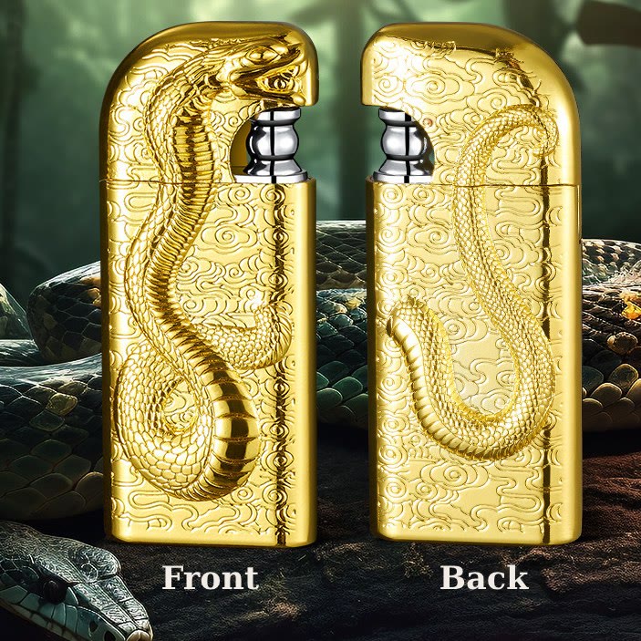 Encendedor de butano recargable Serpent King con doble llama en relieve