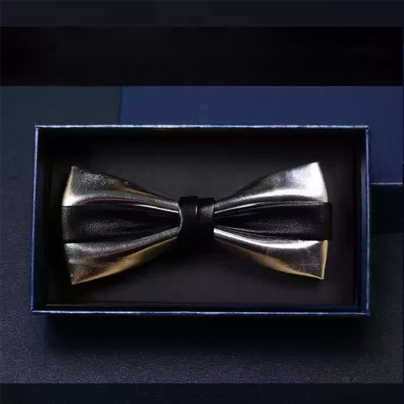 Pajarita de piel sintética de doble capa para boda de hombre