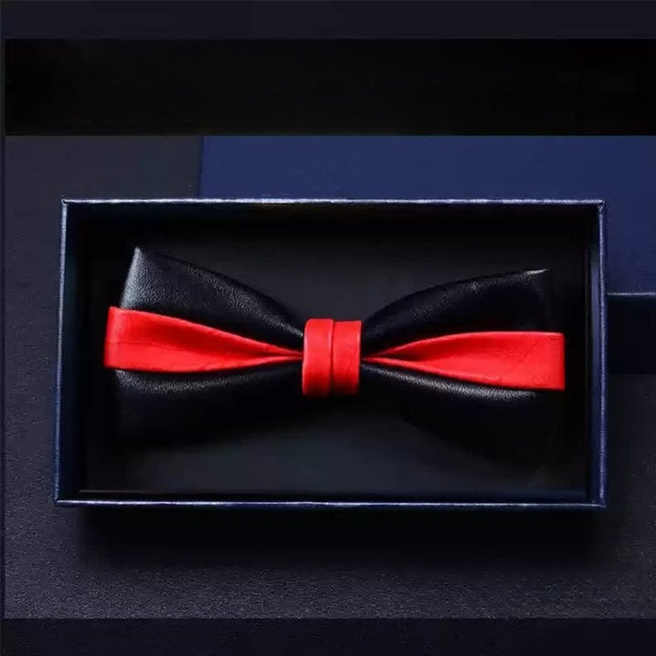 Pajarita de piel sintética de doble capa para boda de hombre