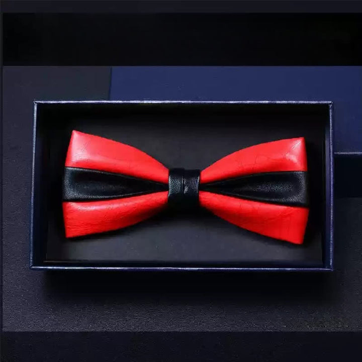 Pajarita de piel sintética de doble capa para boda de hombre